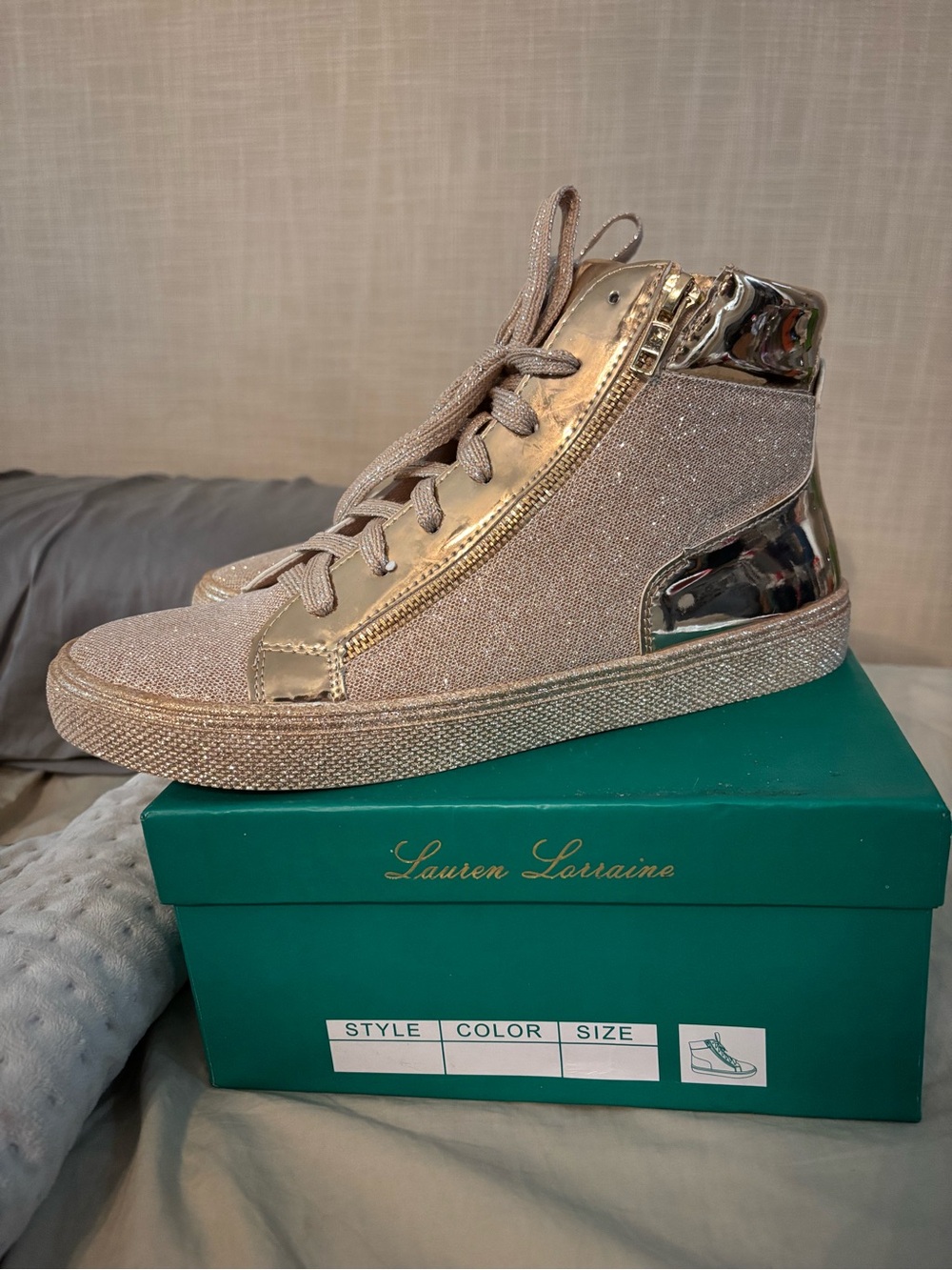 Lauren Lorraine Women’s High-Top Sneaker in Champagne